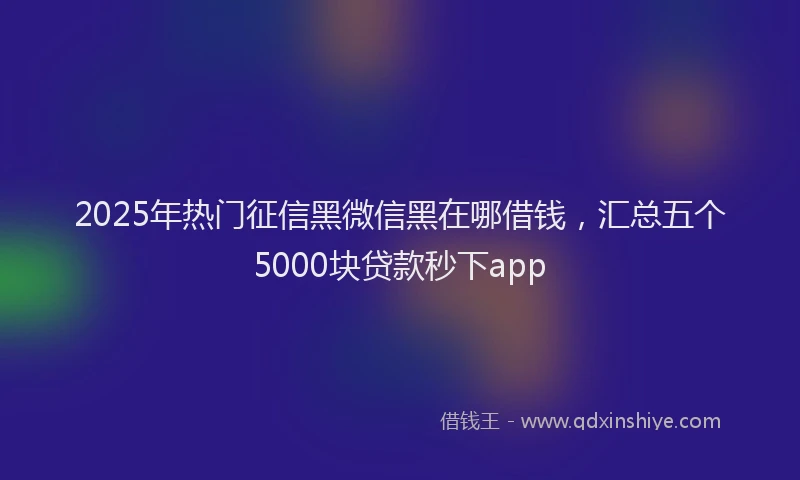 2025年热门征信黑微信黑在哪借钱，汇总五个5000块贷款秒下app