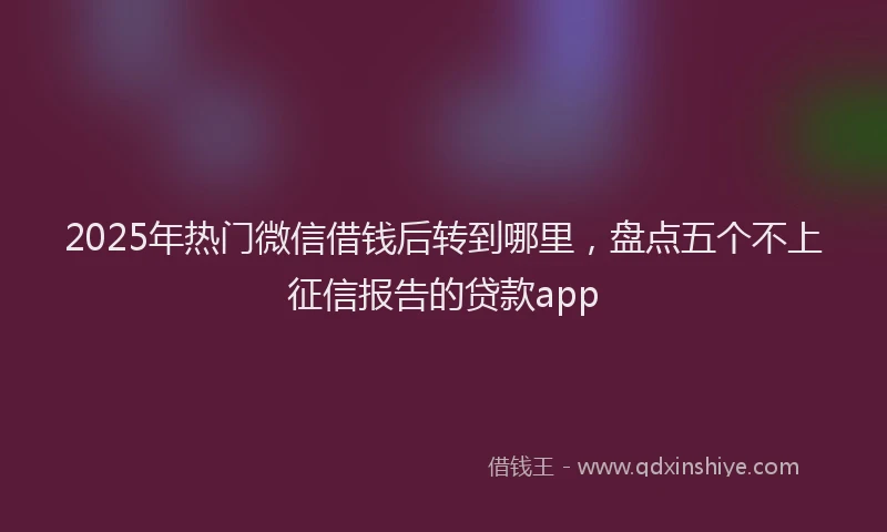 2025年热门微信借钱后转到哪里，盘点五个不上征信报告的贷款app