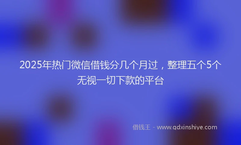2025年热门微信借钱分几个月过，整理五个5个无视一切下款的平台