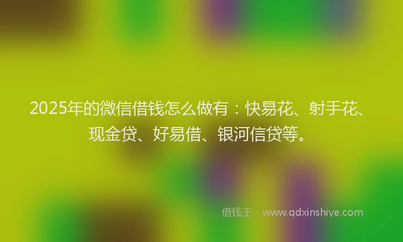 2025年的微信借钱怎么做有：快易花、射手花、现金贷、好易借、银河信贷等。