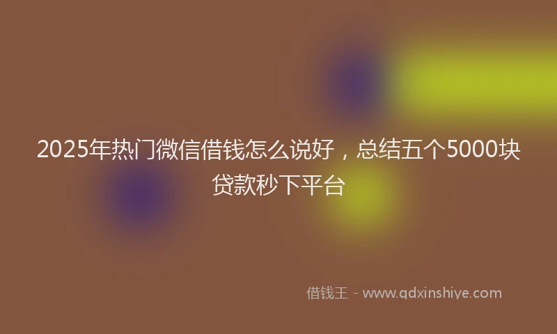 2025年热门微信借钱怎么说好，总结五个5000块贷款秒下平台