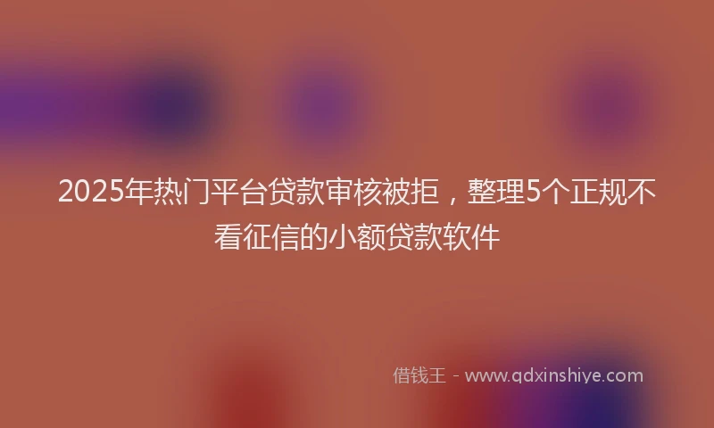 2025年热门平台贷款审核被拒，整理5个正规不看征信的小额贷款软件