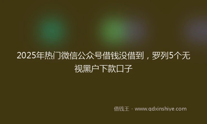 2025年热门微信公众号借钱没借到，罗列5个无视黑户下款口子