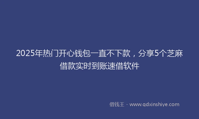 2025年热门开心钱包一直不下款，分享5个芝麻借款实时到账速借软件