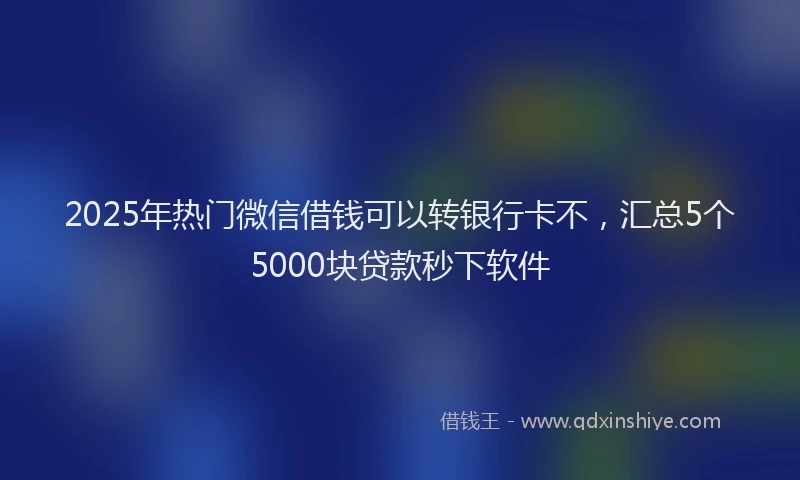 2025年热门微信借钱可以转银行卡不，汇总5个5000块贷款秒下软件