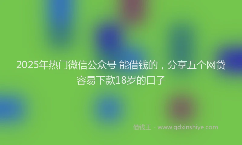 2025年热门微信公众号 能借钱的，分享五个网贷容易下款18岁的口子