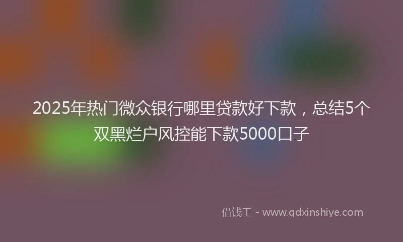 2025年热门微众银行哪里贷款好下款，总结5个双黑烂户风控能下款5000口子