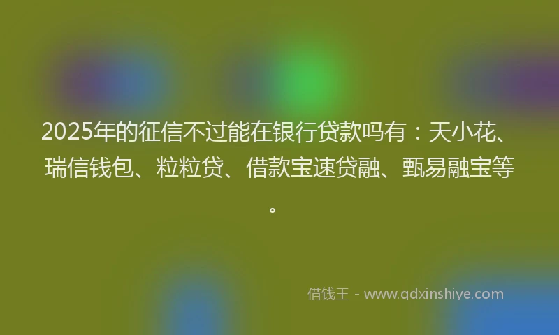 2025年的征信不过能在银行贷款吗有：天小花、瑞信钱包、粒粒贷、借款宝速贷融、甄易融宝等。