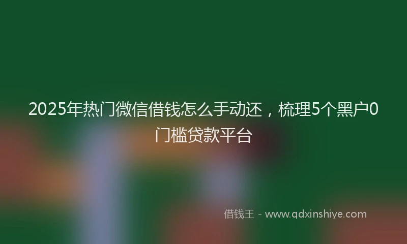 2025年热门微信借钱怎么手动还，梳理5个黑户0门槛贷款平台