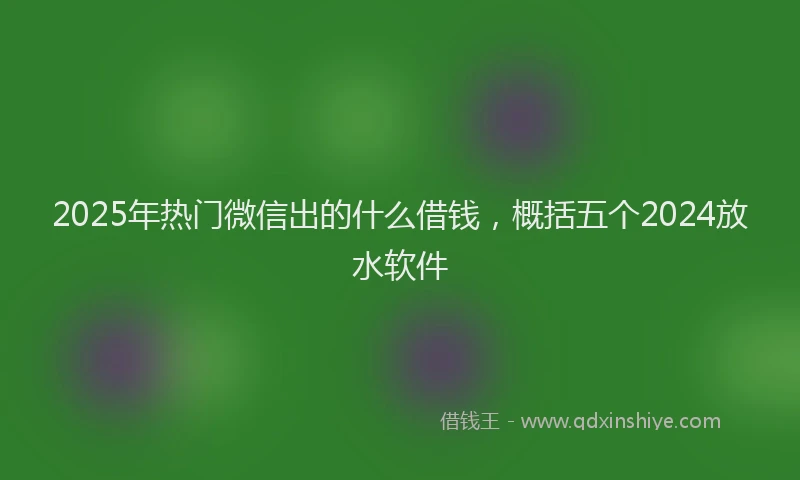 2025年热门微信出的什么借钱，概括五个2024放水软件