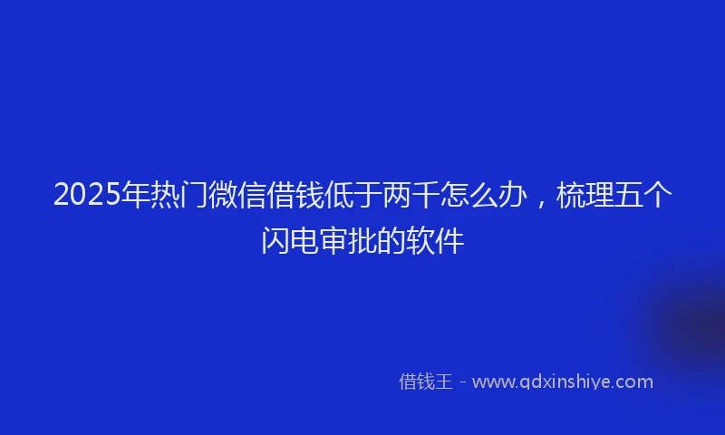 2025年热门微信借钱低于两千怎么办，梳理五个闪电审批的软件
