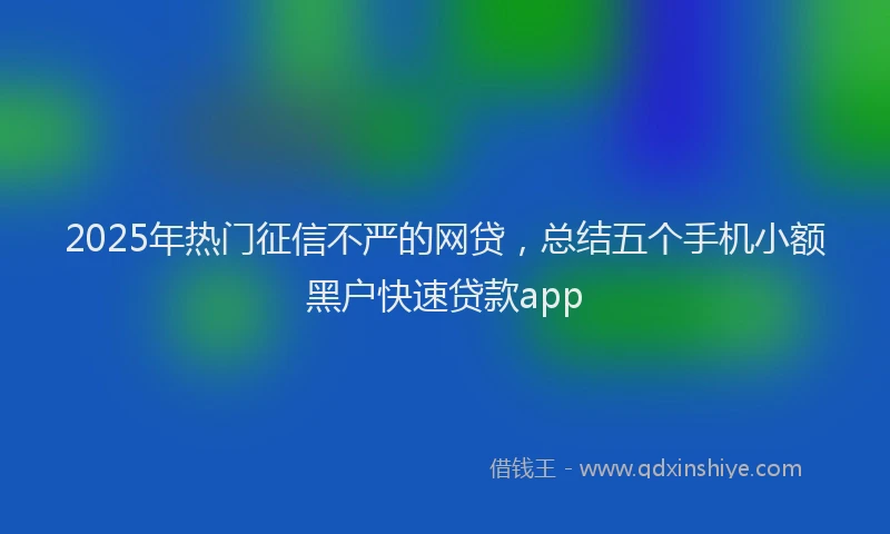 2025年热门征信不严的网贷，总结五个手机小额黑户快速贷款app