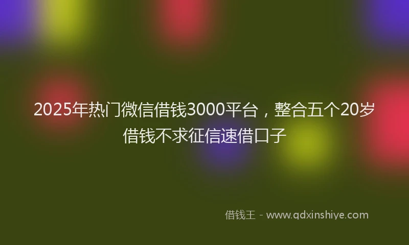 2025年热门微信借钱3000平台，整合五个20岁借钱不求征信速借口子
