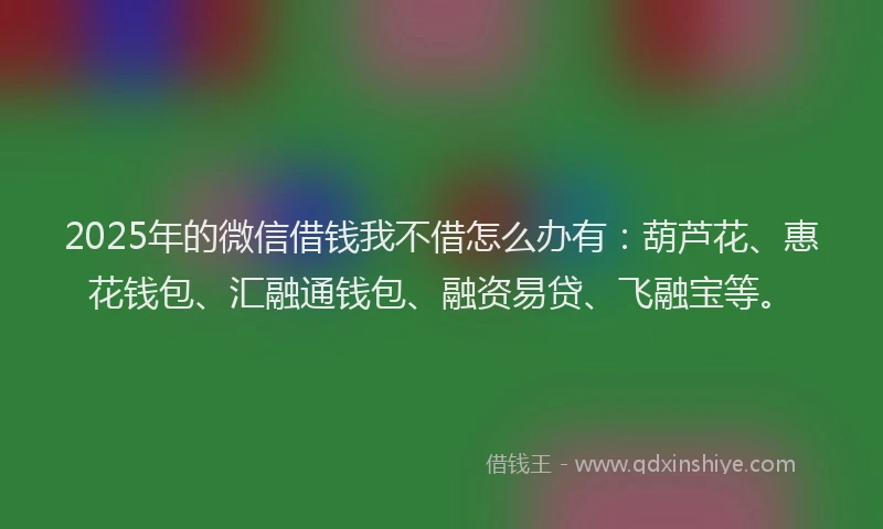 2025年的微信借钱我不借怎么办有：葫芦花、惠花钱包、汇融通钱包、融资易贷、飞融宝等。