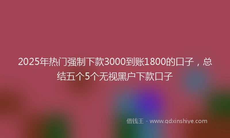 2025年热门强制下款3000到账1800的口子，总结五个5个无视黑户下款口子
