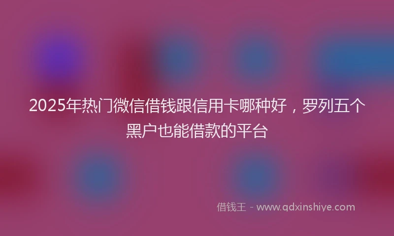 2025年热门微信借钱跟信用卡哪种好，罗列五个黑户也能借款的平台