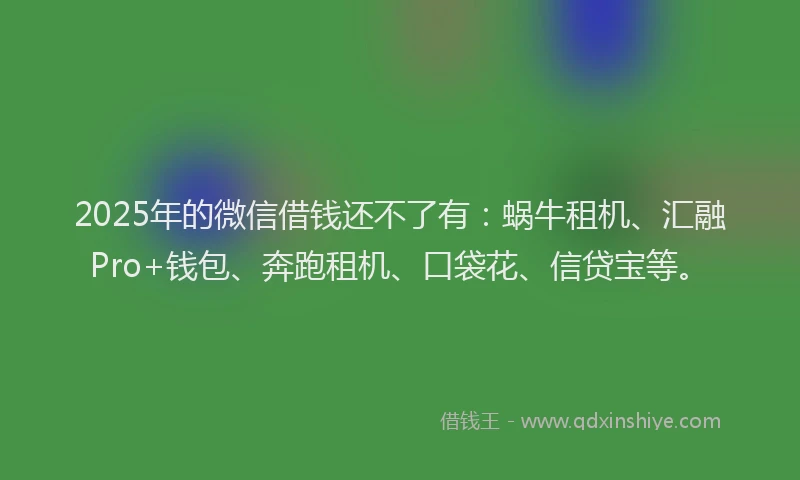 2025年的微信借钱还不了有：蜗牛租机、汇融Pro+钱包、奔跑租机、口袋花、信贷宝等。