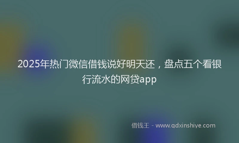 2025年热门微信借钱说好明天还，盘点五个看银行流水的网贷app