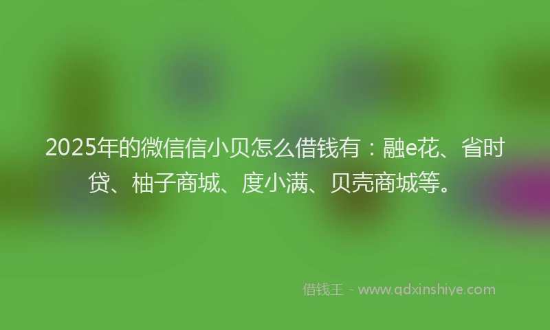 2025年的微信信小贝怎么借钱有：融e花、省时贷、柚子商城、度小满、贝壳商城等。