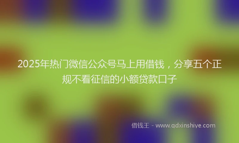 2025年热门微信公众号马上用借钱，分享五个正规不看征信的小额贷款口子