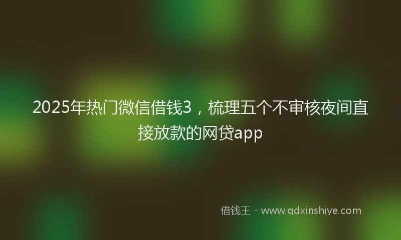 2025年热门微信借钱3，梳理五个不审核夜间直接放款的网贷app