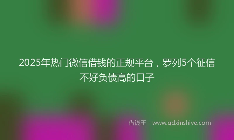 2025年热门微信借钱的正规平台，罗列5个征信不好负债高的口子