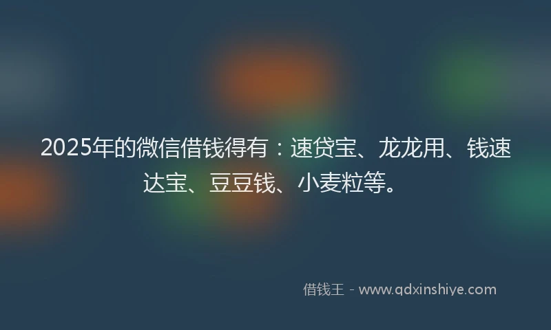 2025年的微信借钱得有：速贷宝、龙龙用、钱速达宝、豆豆钱、小麦粒等。
