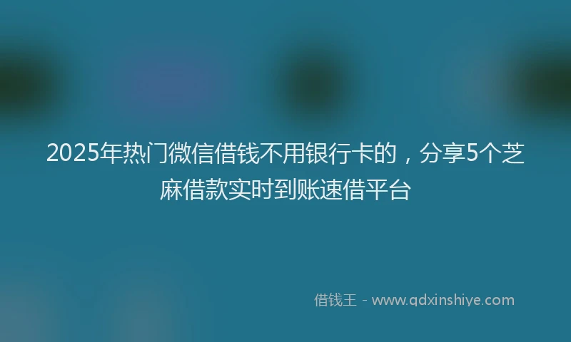 2025年热门微信借钱不用银行卡的，分享5个芝麻借款实时到账速借平台
