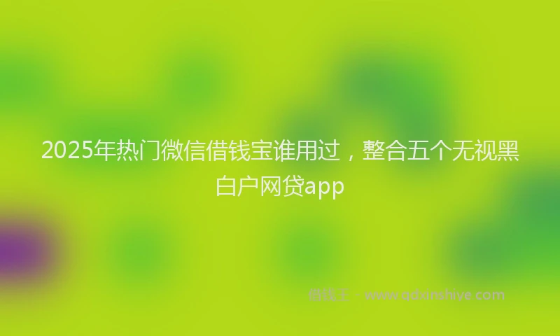 2025年热门微信借钱宝谁用过，整合五个无视黑白户网贷app