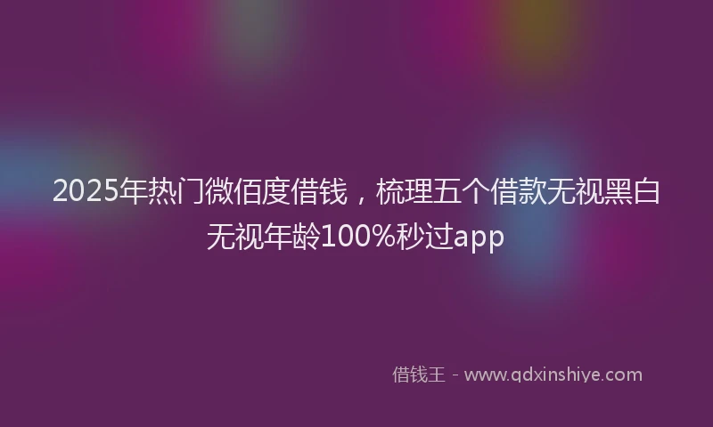2025年热门微佰度借钱，梳理五个借款无视黑白无视年龄100%秒过app