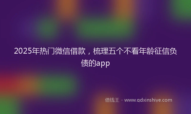 2025年热门微信借款，梳理五个不看年龄征信负债的app