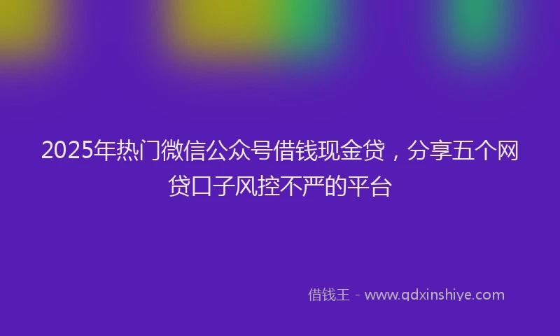 2025年热门微信公众号借钱现金贷，分享五个网贷口子风控不严的平台