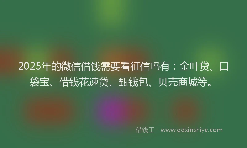 2025年的微信借钱需要看征信吗有：金叶贷、口袋宝、借钱花速贷、甄钱包、贝壳商城等。