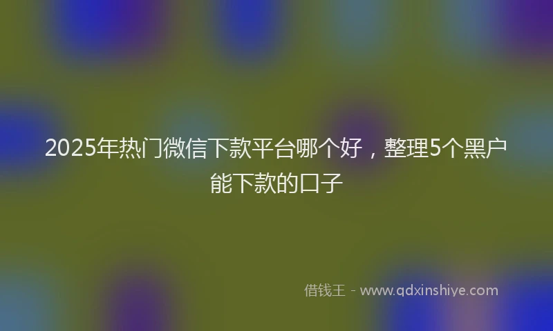 2025年热门微信下款平台哪个好，整理5个黑户能下款的口子