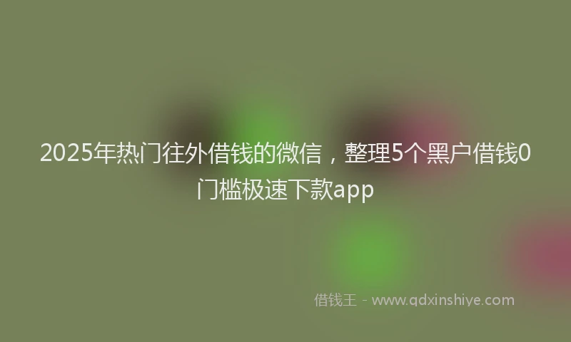 2025年热门往外借钱的微信，整理5个黑户借钱0门槛极速下款app
