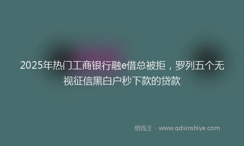 2025年热门工商银行融e借总被拒,罗列五个无视征信黑白户秒下款的贷款