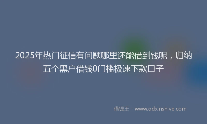 2025年热门征信有问题哪里还能借到钱呢，归纳五个黑户借钱0门槛极速下款口子