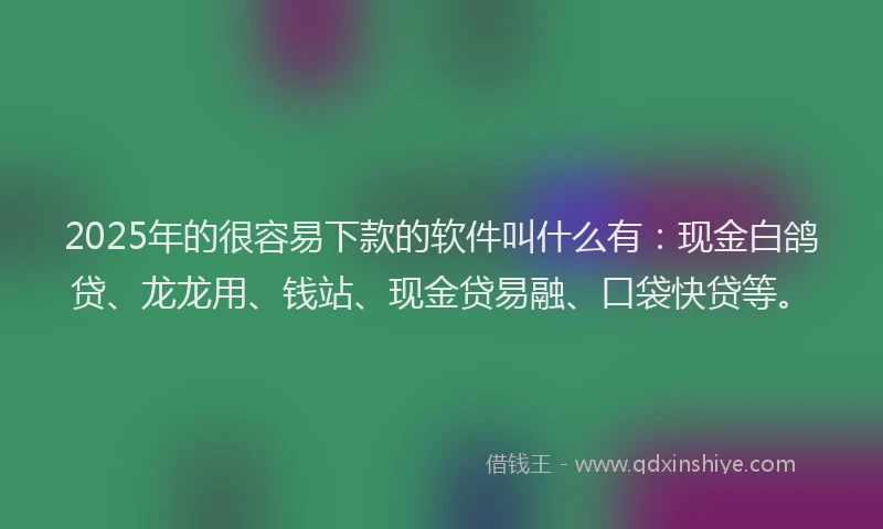 2025年的很容易下款的软件叫什么有：现金白鸽贷、龙龙用、钱站、现金贷易融、口袋快贷等。