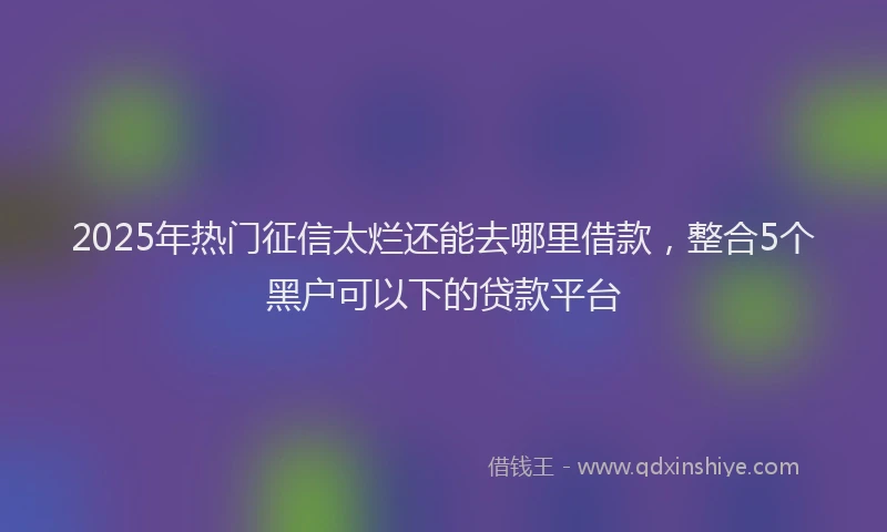 2025年热门征信太烂还能去哪里借款，整合5个黑户可以下的贷款平台