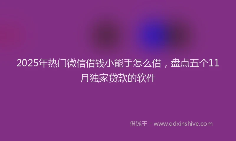 2025年热门微信借钱小能手怎么借，盘点五个11月独家贷款的软件