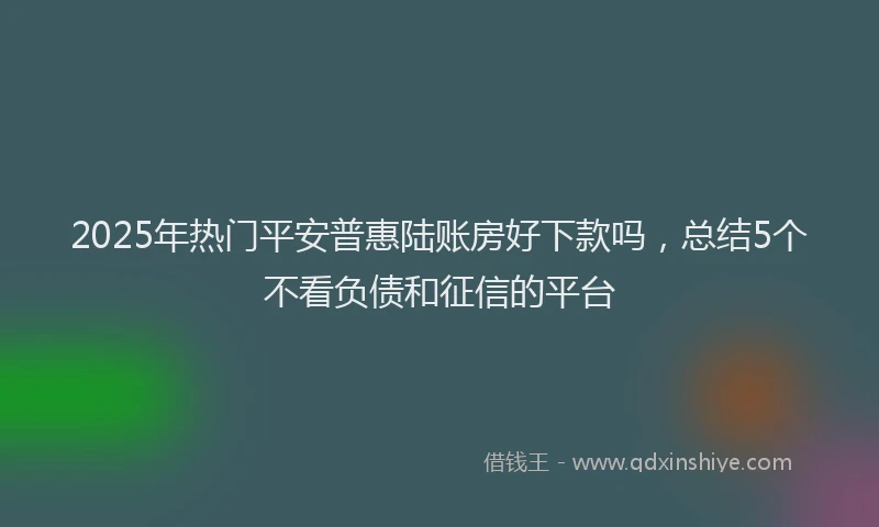 2025年热门平安普惠陆账房好下款吗，总结5个不看负债和征信的平台