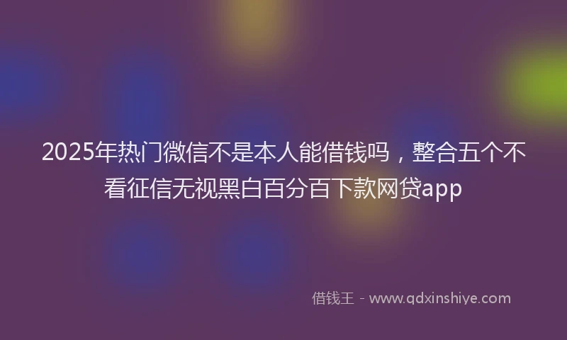 2025年热门微信不是本人能借钱吗，整合五个不看征信无视黑白百分百下款网贷app