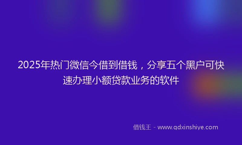 2025年热门微信今借到借钱，分享五个黑户可快速办理小额贷款业务的软件