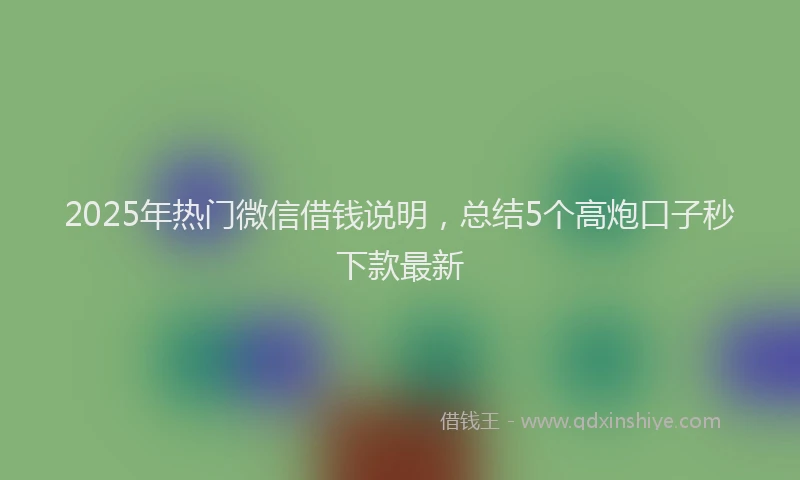 2025年热门微信借钱说明，总结5个高炮口子秒下款最新