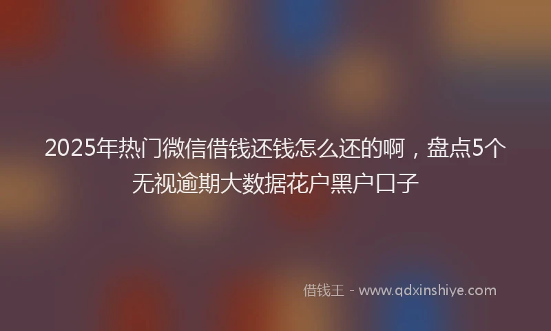 2025年热门微信借钱还钱怎么还的啊，盘点5个无视逾期大数据花户黑户口子