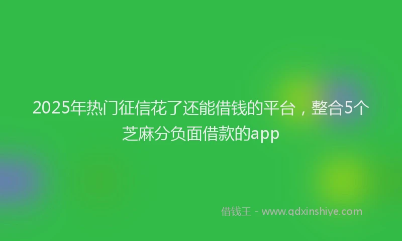 2025年热门征信花了还能借钱的平台，整合5个芝麻分负面借款的app