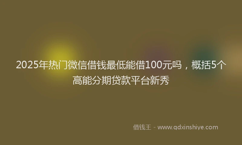 2025年热门微信借钱最低能借100元吗，概括5个高能分期贷款平台新秀