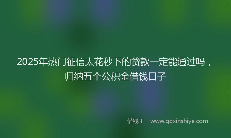 2025年热门征信太花秒下的贷款一定能通过吗，归纳五个公积金借钱口子