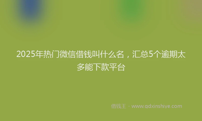 2025年热门微信借钱叫什么名，汇总5个逾期太多能下款平台