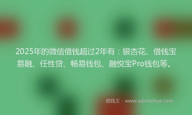 2025年的微信借钱超过2年有：银杏花、借钱宝易融、任性贷、畅易钱包、融悦宝Pro钱包等。